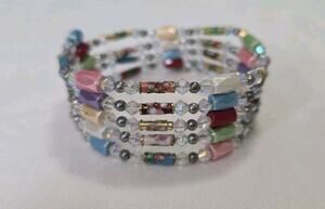 Magnetic Hematite Beads Wrap Around Bracelet Multi Colored & Cloisonne Accents